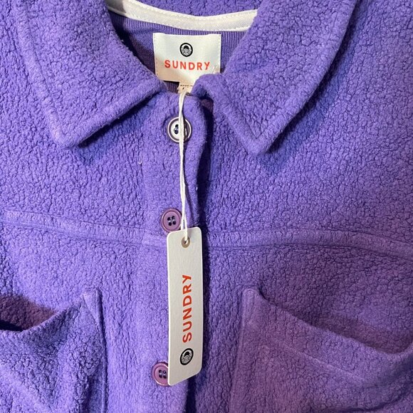 Sundry Amethyst Purple Fleece Button-Up Shacket Shirt - Size XS and S - NWT - Picture 3 of 6
